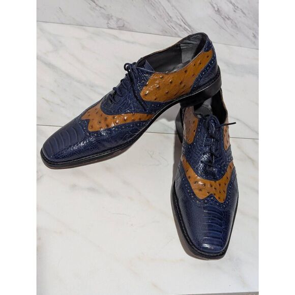 Stacy Adams Navy and Cognac Leather Derbys main image 5